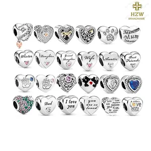 New Fashion 925 Sterling Silver Heart Bracelet Jewelry Beads Charm für silber armband