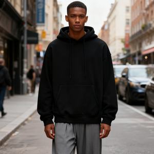 TKAN344D French Terry Oversized casual Heavyweight Hip Hop Streetwear Custom Logo Print Hombres Sudadera con capucha con cordón suelto - Product Image 1