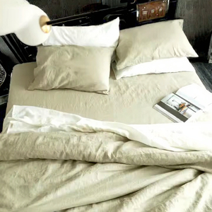 Parure de lit chic en patchwork blanc argenté avec broderie florale, housse de couette et drap-housse en coton à fibres longues pour lit King/Queen - Product Image 3