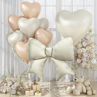 Lot de 10 ballons en forme de cœur de 30 pouces et nœuds de 38 pouces pour mariage, anniversaire, baby shower – Décoration de fête, ballons en aluminium à l'hélium