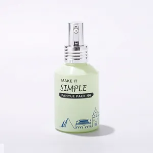 2024 nuevo diseño elegante botella de vidrio única bomba verde logotipo personalizado botellas de loción cosmética con tapa plateada
