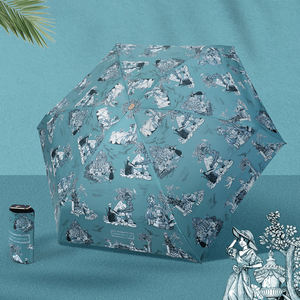 Paraguas plegable de 6 pliegues, diseño compacto con impresión completa, protección UV, elegante, impermeable, de tela pongee de alta densidad. - Product Image 1