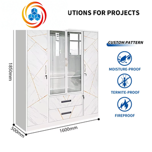 Armario de Acero Moderno para Dormitorio, 4 Puertas con Vidrio, Acabado Ecológico, Diseño Plegable - Product Image 2