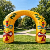 Arco Inflable Gigante de Tiki con LED de 4m*3m, Arco Inflable de Tiki con Logotipo Personalizado para Decoración de Luau Hawaiano/Eventos/Fiestas Tropicales