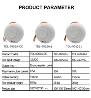Capteur de présence humaine intelligent TUODI TDL-9952BJ-BM, prix EXW, 5,8 GHz, distance de détection 3-5 m, délai réglable 15 s, protection IP42