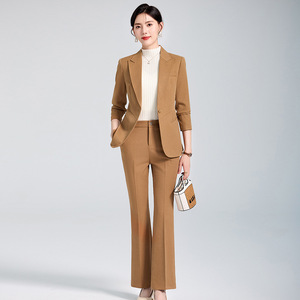 Women's Green Suit Set Polyester Worsted Full Sleeve Anti-Wrinkle Elegant Autumn Workwear - Product Image 4