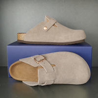 Mules et sabots en cuir véritable à bout fermé avec doublure respirante, semelle intérieure en liège souple et amortie, chaussures d'extérieur pour femmes et hommes
