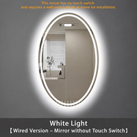 Cermin LED Pintar Salon Hotel dengan Sensor Gerak Komersial, Terpasang di Dinding, Anti-Kabut, Pengatur Cahaya Sentuh, Tampilan Waktu, IP44, ETL, CE, OEM