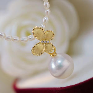 S925 Silver DIY Butterfly Style Pendant with 9-13mm Round Beads 31043 Empty <b>Jade</b> Necklace Accessory Pearl Pendants & Charms - Product Image 3