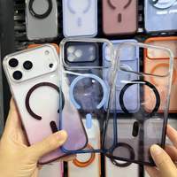 Casing Ponsel Anti-Shock Nirkabel Magnetik untuk 18 Pro Cherry Red Air Cushion Anti-Sidik Jari TPU+PC