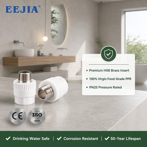 Adaptador Macho <span class=keywords><strong>PPR</strong></span> de 16-<span class=keywords><strong>50</strong></span> <span class=keywords><strong>mm</strong></span> con Rosca de Latón - Conexión de Tubería <span class=keywords><strong>PPR</strong></span> No Tóxica para Agua Potable Segura, <span class=keywords><strong>Precio</strong></span> de Fábrica - Product Image 1