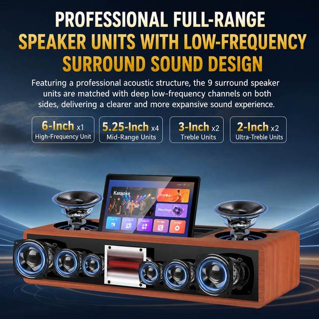 YAZOO M8 All-in-One Home Karaoke Sound System with Multimedia Playback for Family Entertainment