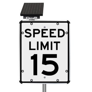 علامة تجارية عالية السطوع 18 فولت 22 واط LED لحركة المرور من الألومنيوم تعمل بالطاقة الشمسية علامة تحذير للسلامة على الطرق تومض حد السرعة علامات 15 ميل في الساعة - Product Image 1
