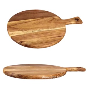 Tabla de cortar circular de madera maciza de <span class=keywords><strong>acacia</strong></span> de doble cara con asas de <span class=keywords><strong>mimosa</strong></span>, 1.5 cm de grosor, tabla para pizza transfronteriza, accesorio de fotografía - Product Image 5