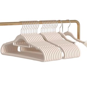 Flocked Clothes Hanger Round Non Marking Anti Slip Hook Type Clothing Organizer For Pants <b>Skirts</b> Ties - Product Image 2
