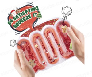 ใหม่ล่าสุดถุงบาร์น้ำแวววาวขนาดเล็กถุงพีวีซีบรรเทาความดันบีบของเล่นเพื่อการศึกษาในรูปแบบคริสต์มาส - Product Image 4