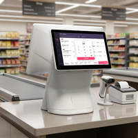 Terminal POS Layar Sentuh 15,6 Inci Dual Screen Android Win-dows Mesin Pembayaran untuk Kasir Supermarket Ritel