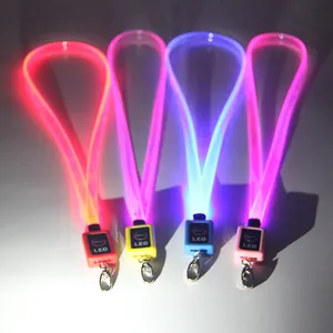 Custom Colorful Waterproof Glow The Dark LED Flashing Glowing Night LED PVC Lanyard