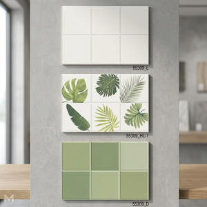 Azulejos de Pared de Cerámica con Diseño de Rama de Árbol Verde Natural, 300x450mm, Porcelana Digital Brillante, Ladrillo Refractario, Uso en Pasillos, Resistente al Agua y al Desgaste - Product Image 1