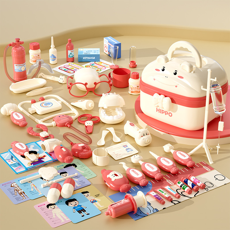 Boîte de rangement Hippo rose-ensemble de 66 pièces