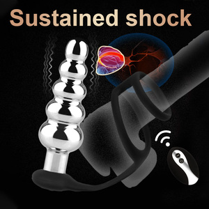 Vibrador Anal 3 en 1 de Metal con Bolas Vibratorias, 2 Anillos para Pene, 10 Vibraciones, Recargable, Impermeable, Juguetes Sexuales Anales para Hombres y Parejas - Product Image 3