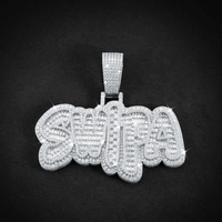 Bijoux personnalisés en argent 925 or 10 carats style hip hop baguette moissanite machine à pendentif en diamant de laboratoire avec nom et collier