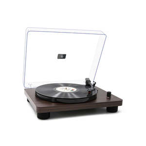 Factory Custom Dark Wood <b>Vinyl</b> Record <b>Player</b> Modern Desktop <b>Speaker</b> 3 Speed BT FM Radio Turntable Home Decor High Fidelity Audio - Product Image 3