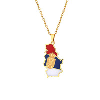 Collier pendentif Aigle de Serbie en acier inoxydable, style ethnique populaire, accessoires vintage en émail pour couple