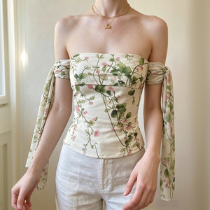 Blusa Casual de Verano 2026 sin Cuello, Tejida, con Lazo en el Hombro, Manga Corta, Elegante, para Mujer, Personalizable OEM - Product Image 3