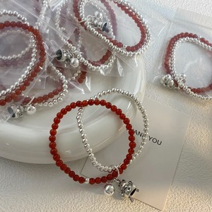 Pulsera de Plata de Ley S925 con Ágata Roja Natural, Diseño de Gato de la Suerte, Doble Capa, para Mujer, Uso Diario - Product Image 2