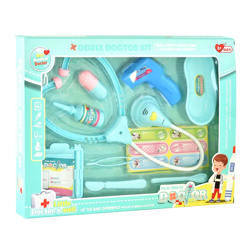 Plástico crianças barato clássico simulação terno fingir jogar, kit médico, brinquedos da enfermeira