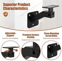 Kit de supports de main courante pivotants à 90 degrés, en acier robuste, pour montage mural sur escalier, supports de main courante réglables pour bois