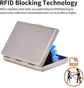 Thin Stainless Steel Metal RFID <b>Wallet</b> RFID Blocking Credit Card <b>Wallet</b> <b>Holder</b> for Men & Women - Product Image 4