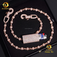 Étui à briquet personnalisé de luxe pour rappeur, en or rose, GRA Hip Hop Iced Out, en argent 925, avec moissanite VVS et chaîne à perles
