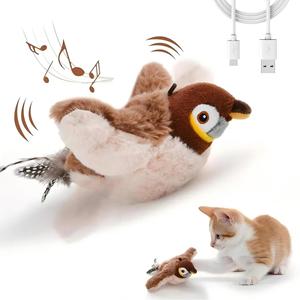 Nouvelle télécommande électrique rechargeable pour chats, simulation d'ailes battantes, jouet en peluche avec chant d'oiseaux - Product Image 1