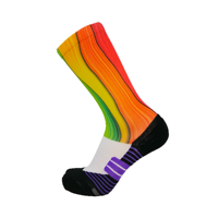 Chaussettes en polyester à logo personnalisé, imprimées par sublimation, motif géométrique vintage, colorées, style bohème, streetwear, chaussettes de sport