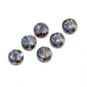 New Arrival 15mm Flatback Cabochon Natural <b>Lapis</b> <b>Lazuli</b> Copper Blue Smooth Polish Jewelry Making Loose Third Party Certified - Product Image 1