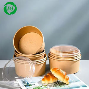 Ecologico 500-1000ml usa e getta in carta Kraft per uso alimentare biodegradabile per zuppa insalata di Pasta snack - Product Image 3