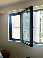 Ventana Abatible de Aluminio con Rotura de Puente Térmico Weiwei, Diseño de Vidrio Grande con Mosquitera