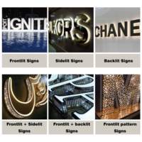 Nuevo Material plateado personalización Led personalizado madera signos pared Logo signo exterior Interior señalización 3D canal letra