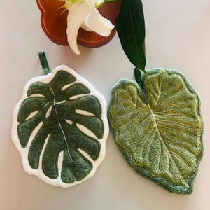 Toalla de <span class=keywords><strong>mano</strong></span> creativa con diseño de planta verde, pañuelo de cocina, paño de limpieza colgante súper absorbente, accesorios de baño - Product Image 3