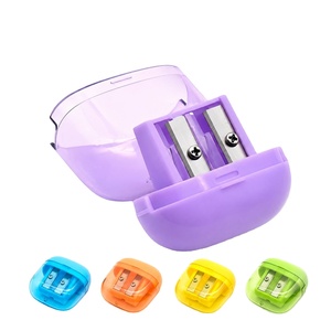Mini taille-crayon manuel à double trou avec boîte à copeaux amovible, couvercle transparent, en plastique, pour étudiants - Product Image 1
