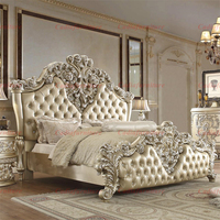 Meubles de chambre à coucher européens royaux de luxe français, ensembles de chambre à coucher en bois sculpté à la main, ensembles de chambre à coucher antiques