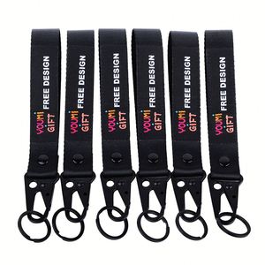 Custom Fabric Keychain 3D Silk Screen Printing Logo Nylon Webbing Short <b>Lanyard</b> with Carabiners - Product Image 1