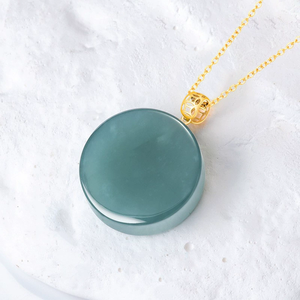 หยกเจไดต์แท้ธรรมชาติ เกรด A ตัวเรือนทอง 18K สีน้ำเงินใส จี้หยกทรงกลมเล็ก ไม่มีรู แบบน้ำแข็ง เกรดไอซ์ สไตล์ผู้หญิง - Product Image 4