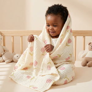 High Quality 100% Organic Cotton Baby Security Blanket Eco-Friendly Anti-Bacteria Customizable Patterns Soft Plush Lovey for - Product Image 1