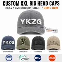 Gorra de Béisbol Unisex XXL, Ajustable, de Algodón Lavado, Lisa, con Hebilla Dorada de Cobre y Color en Contraste, para Cabezas Grandes