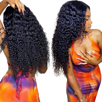Perruque frontale bouclée en cheveux humains de qualité 12 Grade, 13x4, double densité 300, effet volumineux, noire naturelle, 14, 16, 18 pouces