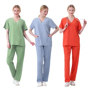 Kurzarmige Schrubbingsets für Damen Operationsraum Handwäsche und Hautpflegebekleidung für Krankenschwestern Chirurgen Isolationsowalls