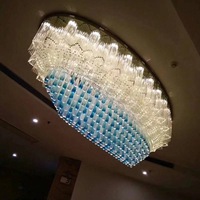 Lustre de plafond LED personnalisé en verre en forme de fleur, haut de gamme, pour hôtel, restaurant, salle de banquet